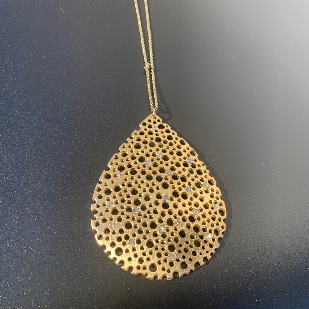 Gold Gemstone Pendant Long Necklace